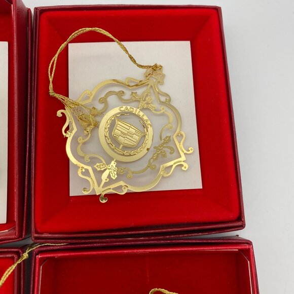 Cadillac 24kt Gold Finish Christmas Tree Ornaments 90s lot of 8 3D ornaments - Picture 10 of 14